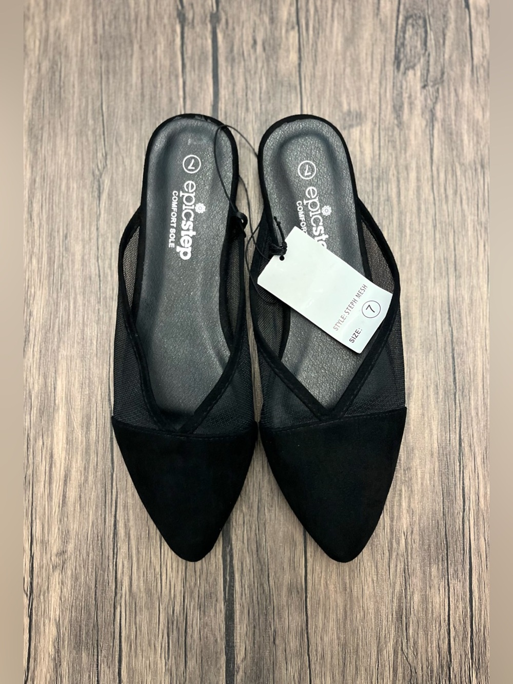 EpicStep "Steph Mesh" Pointed Mesh Mule Flats NWT